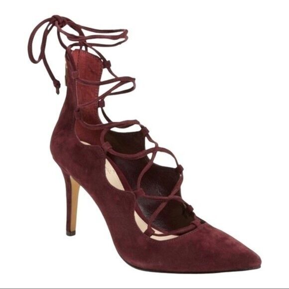 Vince Camuto Barsha Lace Up Suede Heels - Picture 2 of 7